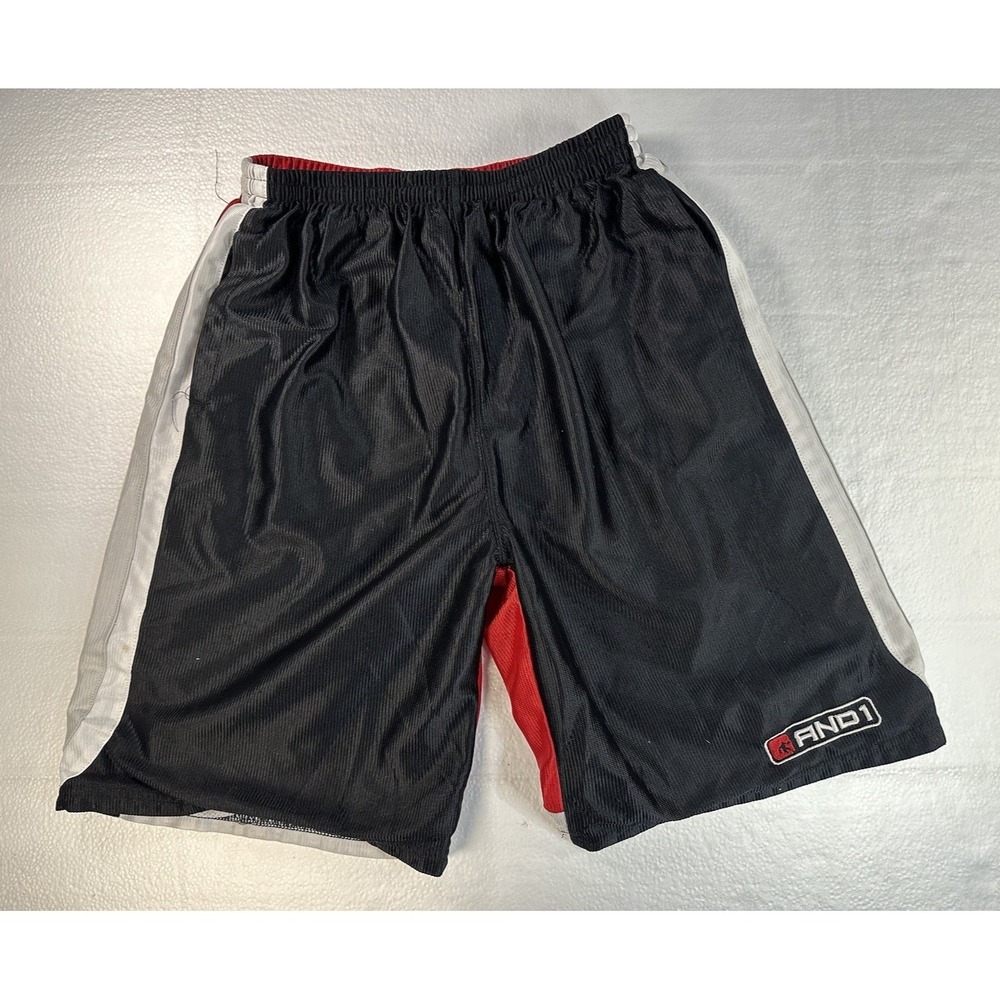 Mens AND1 athletic shorts Size XL 18/20 - Black Red Gym Shorts